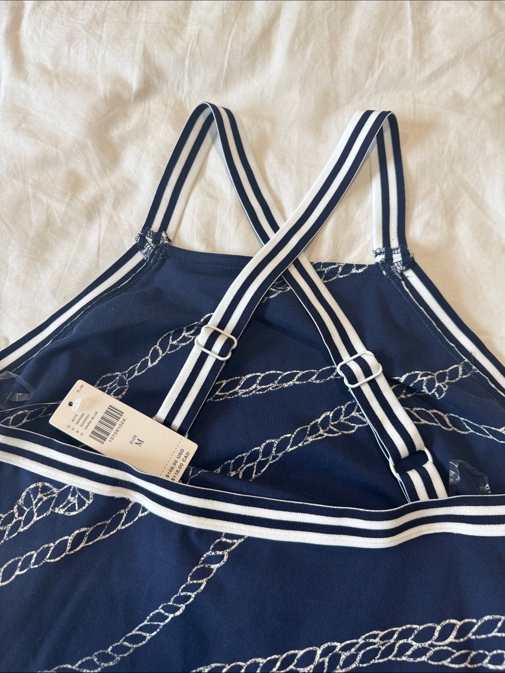 Navy Rope-Print Halter mini sport Dress Daily Practice for Anthropologie - Picture 5 of 6